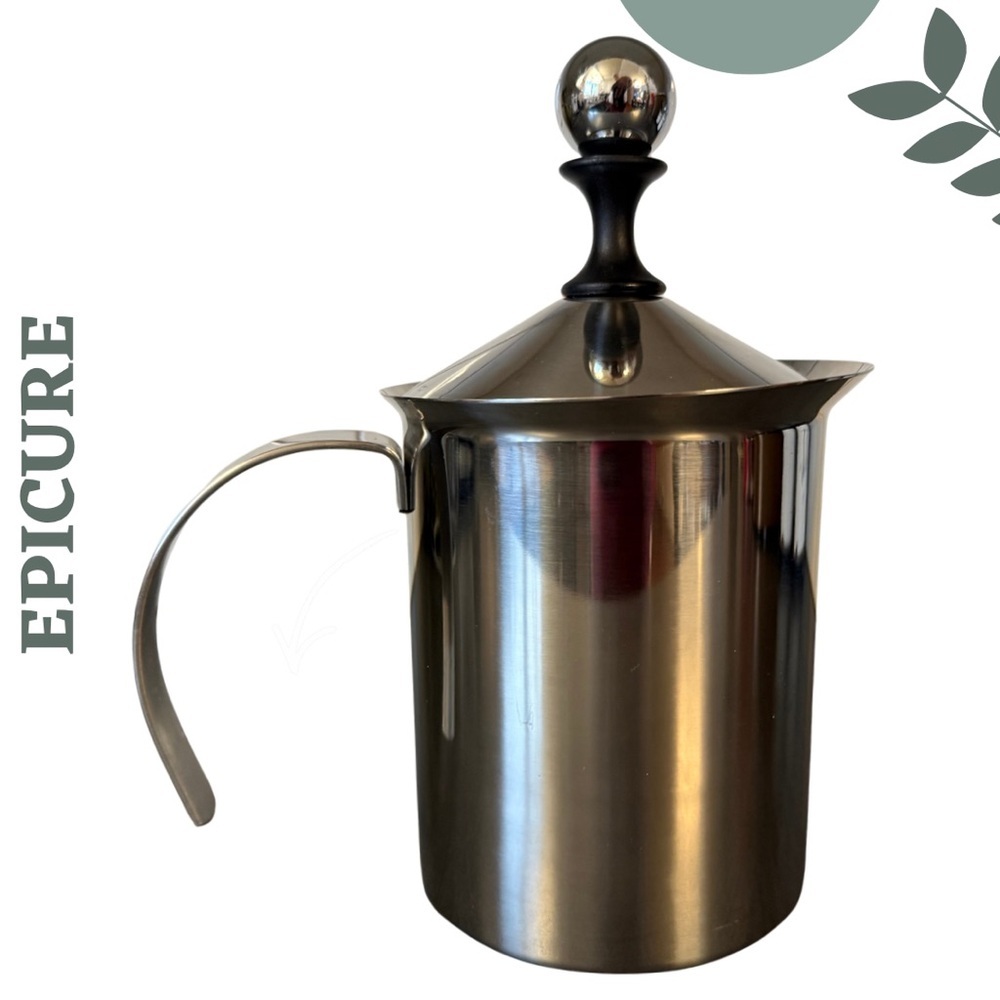 Epicure Stainless Steel Milk Frother | Manual Coffee Frother